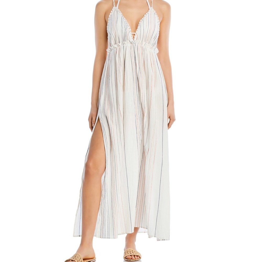 Surf Gypsy Gauze Stripe Maxi Dress Cover Up